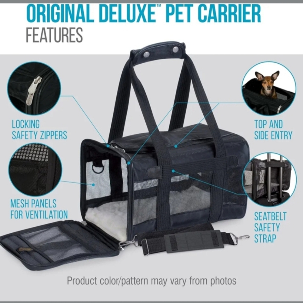 Sherpa Original Deluxe Travel Pet Carrier, Airline Approved - Black, Large
